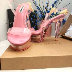 Steve Madden Julien Pink Transparent Women's Heels, Sz 9M